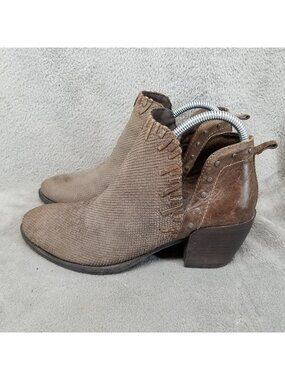 OTBT Shoes Womens Size 8 Santa Fe Brown Leather Zip Heel Ankle Boots *Read*